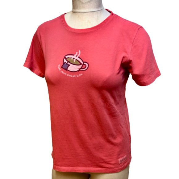 Life Is Good T-Shirt TEA CUP Take Your Sweet Time Graphics - Picture 4 of 9